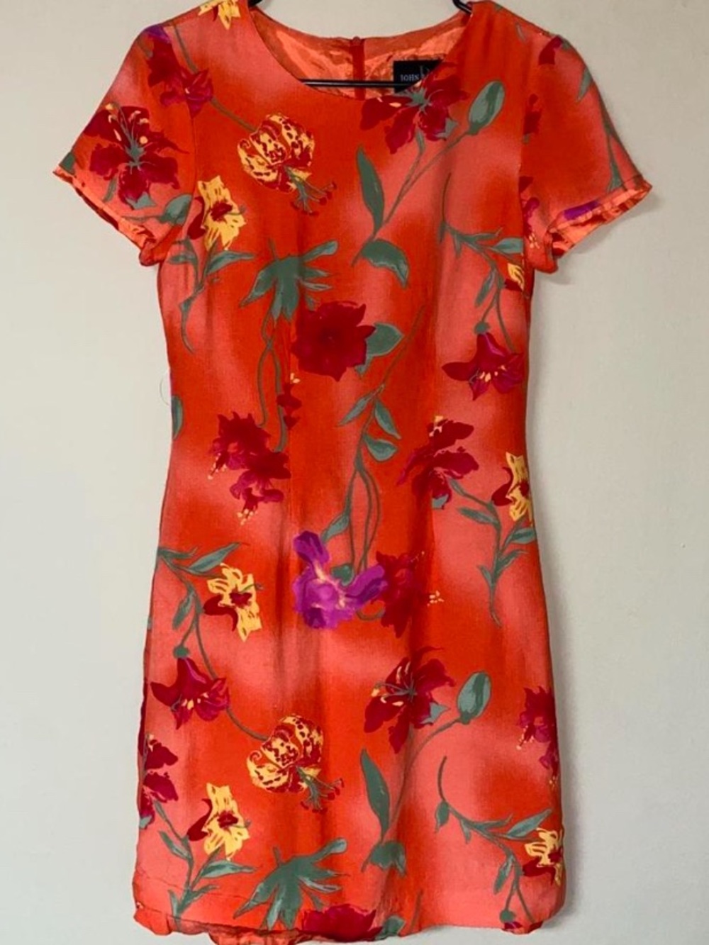 John Roberts Vintage Orange Silk Floral Dress